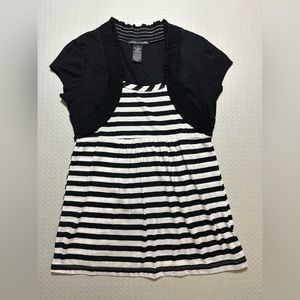 Black and white Tunic by Sixteen short sleeve striped dress summer shrug adult M